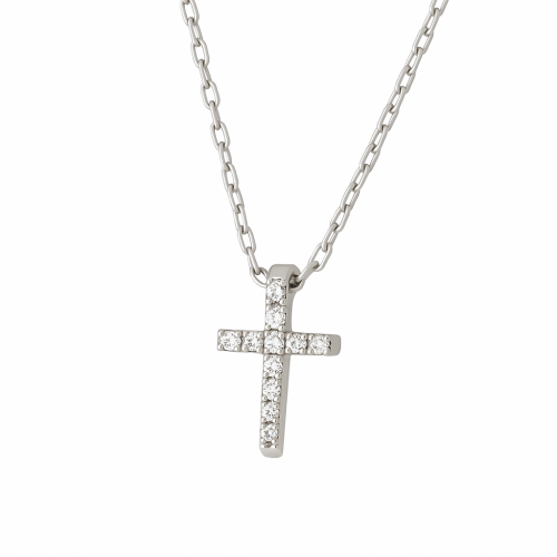 Χρυσό κολιέ σταυρός με διαμάντια